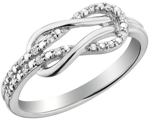 ... Off Diamond Love Knot Promise Ring 110 Carat (ctw) in Sterling Silver